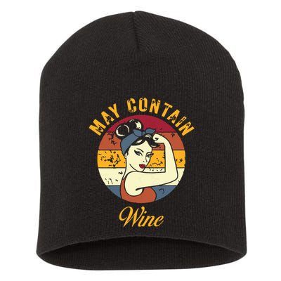 May Contain Wine Shirts Funny Wine Tasting Red Wine Lover Short Acrylic Beanie