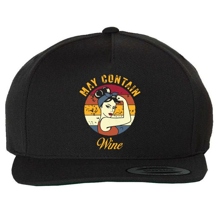 May Contain Wine Shirts Funny Wine Tasting Red Wine Lover Wool Snapback Cap