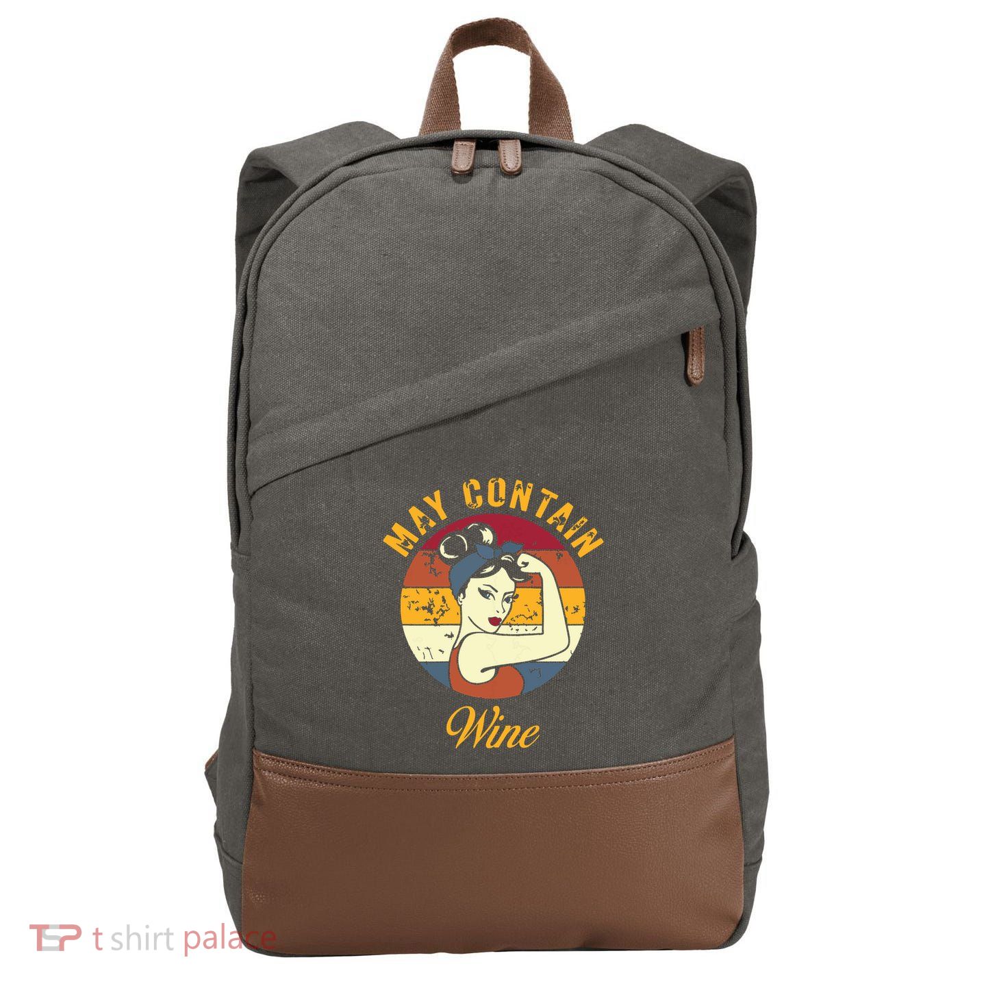 May Contain Wine Shirts Funny Wine Tasting Red Wine Lover Cotton Canvas Backpack