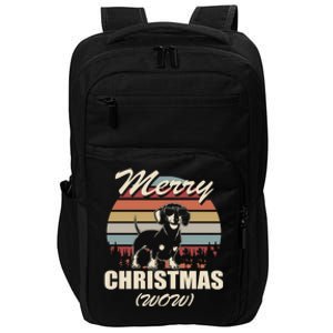 Merry Christmas Wow Dachshund Funny Christmas Gift Great Gift Impact Tech Backpack