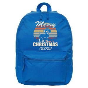 Merry Christmas Wow Dachshund Funny Christmas Gift Great Gift 16 in Basic Backpack