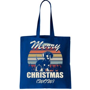 Merry Christmas Wow Dachshund Funny Christmas Gift Great Gift Tote Bag