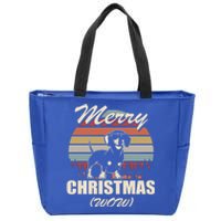 Merry Christmas Wow Dachshund Funny Christmas Gift Great Gift Zip Tote Bag