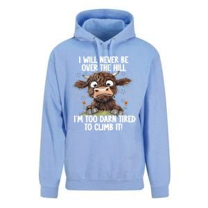 Messy Cow Will Never Be Over Hill I’M Too Darn Tired Climb Gift Unisex Surf Hoodie