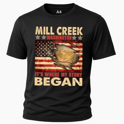 Mill Creek Washington Usa Flag 4th Of July Meaningful Gift Performance Shirt