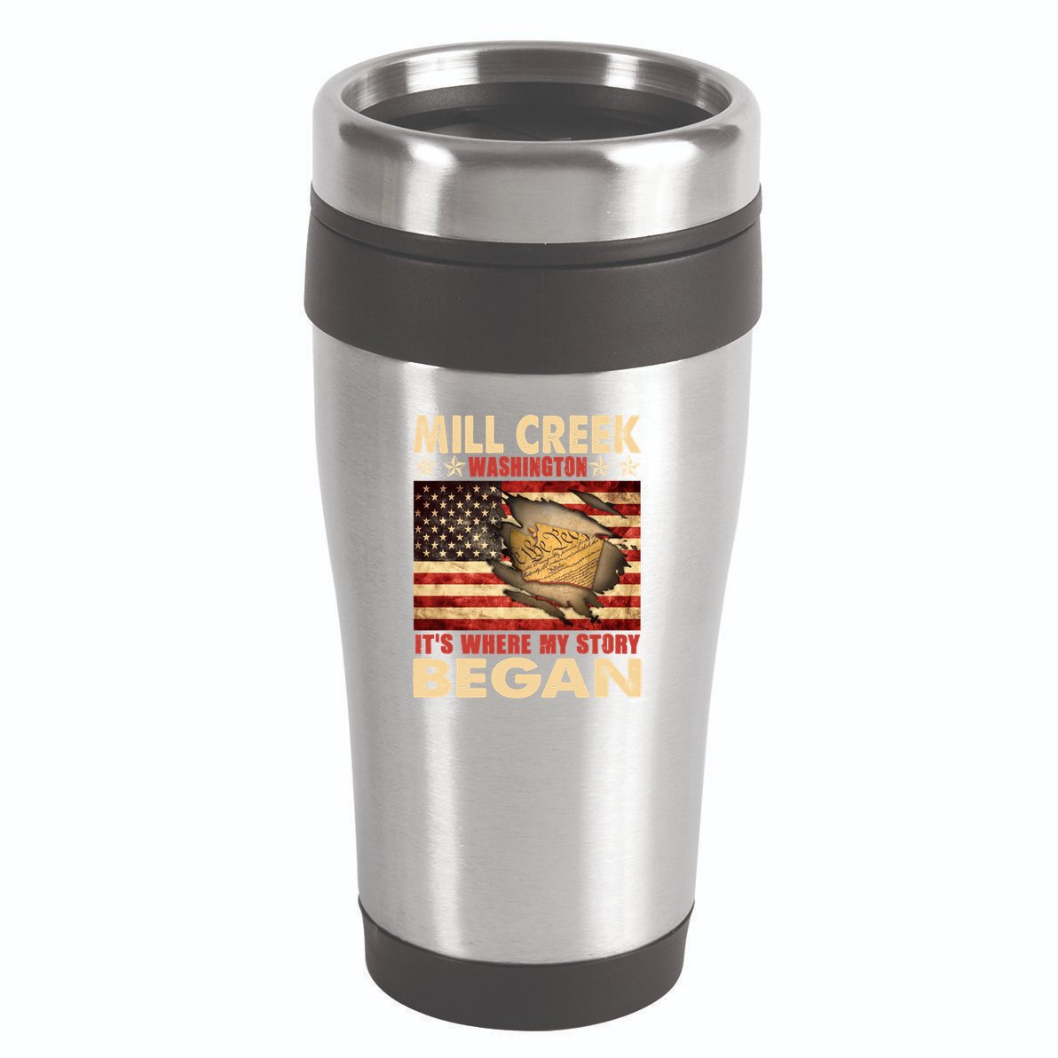 Mill Creek Washington Usa Flag 4th Of July Meaningful Gift 16oz Travel Tumbler