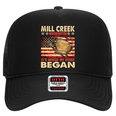 Mill Creek Washington Usa Flag 4th Of July Meaningful Gift Trucker Hat