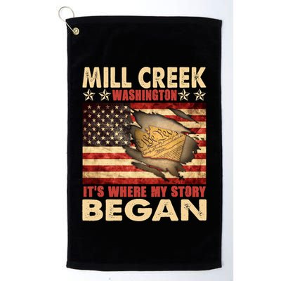 Mill Creek Washington Usa Flag 4th Of July Meaningful Gift Golf Towel