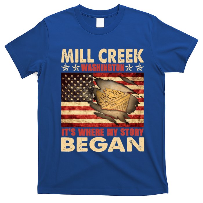 Mill Creek Washington Usa Flag 4th Of July Meaningful Gift T-Shirt