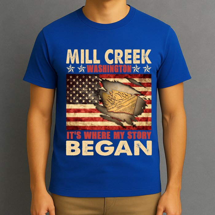 Mill Creek Washington Usa Flag 4th Of July Meaningful Gift T-Shirt