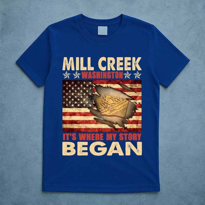 Mill Creek Washington Usa Flag 4th Of July Meaningful Gift T-Shirt