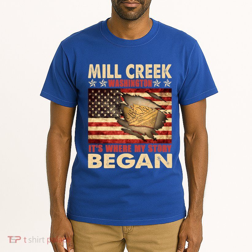 Mill Creek Washington Usa Flag 4th Of July Meaningful Gift Tall T-Shirt