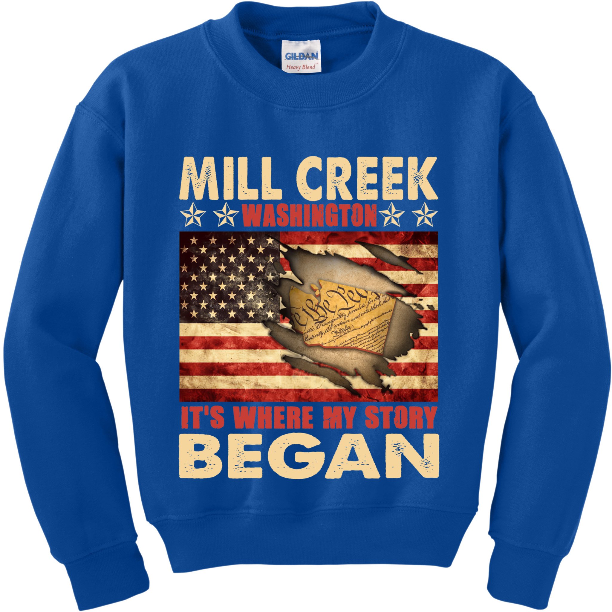 Mill Creek Washington Usa Flag 4th Of July Meaningful Gift Kids Sweatshirt