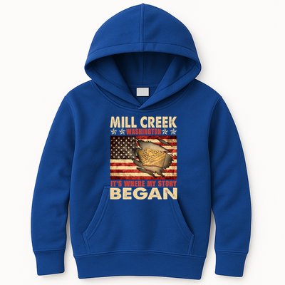 Mill Creek Washington Usa Flag 4th Of July Meaningful Gift Kids Hoodie