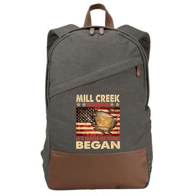 Mill Creek Washington Usa Flag 4th Of July Meaningful Gift Cotton Canvas Backpack