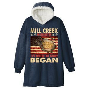 Mill Creek Washington Usa Flag 4th Of July Meaningful Gift Hooded Wearable Blanket