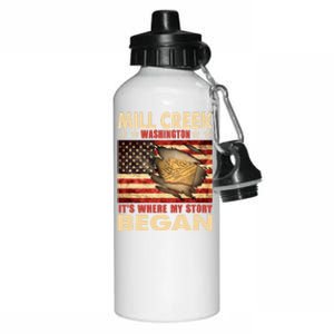 Mill Creek Washington Usa Flag 4th Of July Meaningful Gift Aluminum Water Bottle