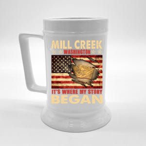 Mill Creek Washington Usa Flag 4th Of July Meaningful Gift Beer Stein