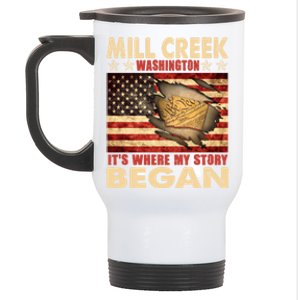 Mill Creek Washington Usa Flag 4th Of July Meaningful Gift Stainless Steel Travel Mug