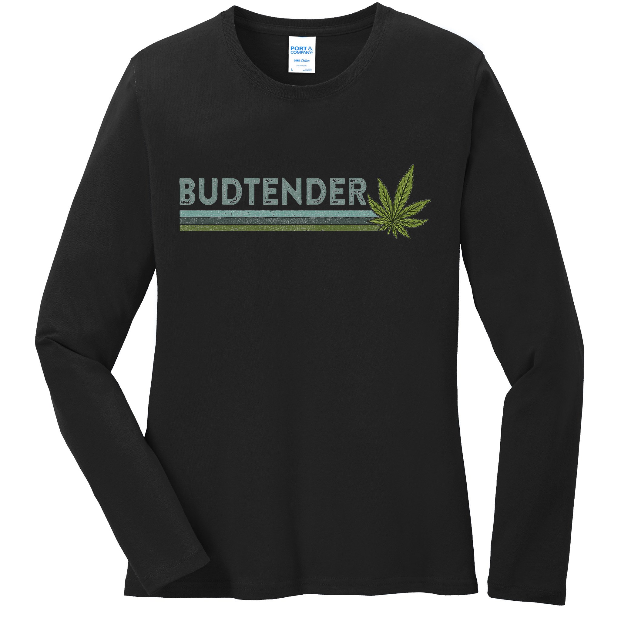 Marijuana Cannabis Weed Dispensary Agent Budtender Ladies Long Sleeve Shirt