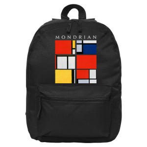 Mondrian Composition With Red Yellow Blue & Black (1921) 16 in Basic Backpack