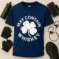 May Contain Whiskey Saint Patrick Day Cooling Performance Crew T-Shirt