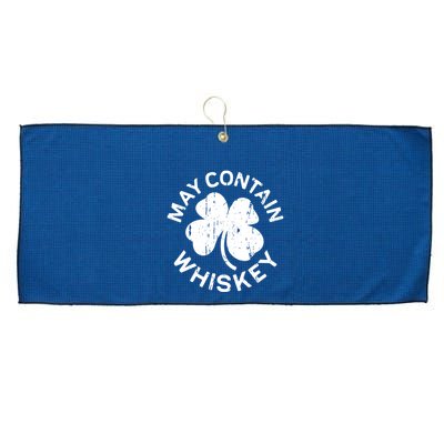May Contain Whiskey Saint Patrick Day Large Microfiber Waffle Golf Towel