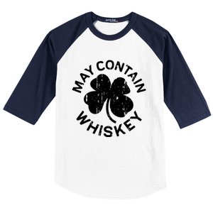 May Contain Whiskey Saint Patrick Day Baseball Sleeve Shirt