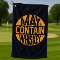 May Contain Whiskey Funny Liquor Drinking Golf Towel
