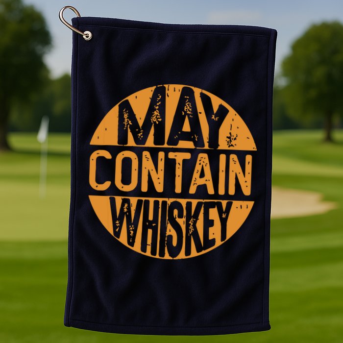 May Contain Whiskey Funny Liquor Drinking Golf Towel