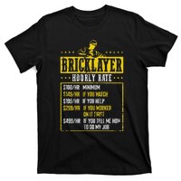 Masonry Construction Worker Funny Bricklayer Hourly Rate T-Shirt