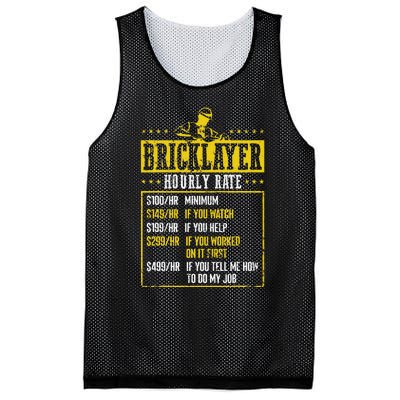 Masonry Construction Worker Funny Bricklayer Hourly Rate Mesh Reversible Basketball Jersey Tank