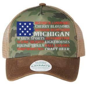 Michigan Characteristic Words Legacy Tie Dye Trucker Hat