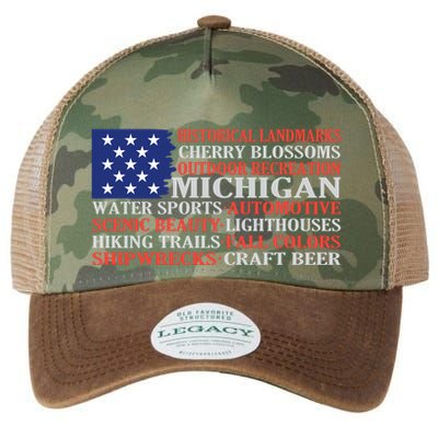 Michigan Characteristic Words Legacy Tie Dye Trucker Hat