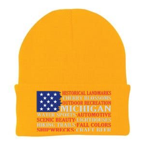 Michigan Characteristic Words Knit Cap Winter Beanie