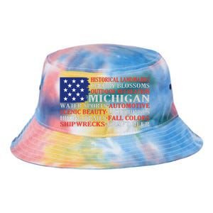 Michigan Characteristic Words Tie Dye Newport Bucket Hat