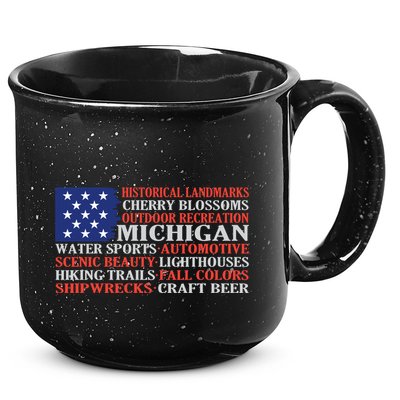 Michigan Characteristic Words 15oz Campfire Ceramic Mug