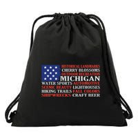 Michigan Characteristic Words Drawstring Bag