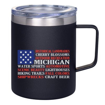 Michigan Characteristic Words 12oz Stainless Steel Coffee Mug