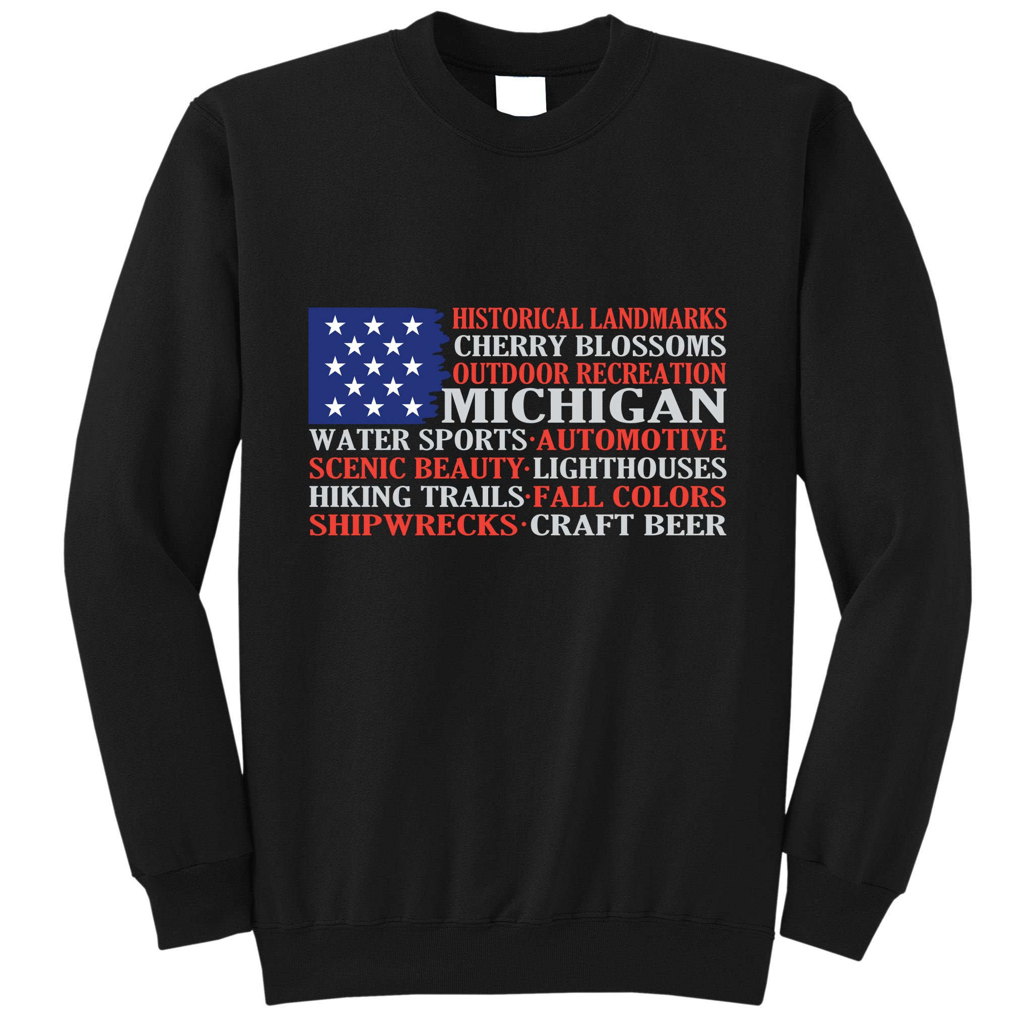Michigan Characteristic Words Tall Sweatshirt