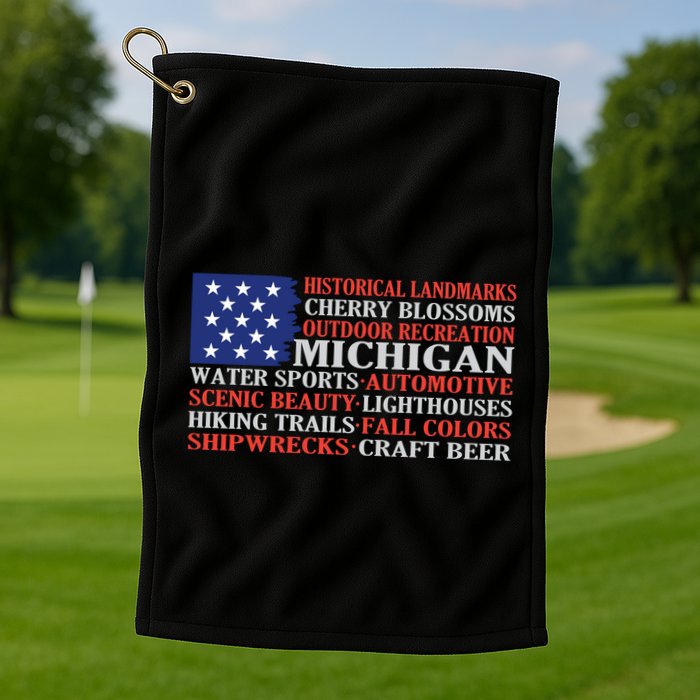 Michigan Characteristic Words Golf Towel