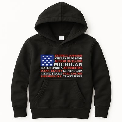 Michigan Characteristic Words Kids Hoodie