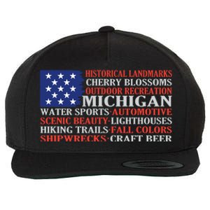 Michigan Characteristic Words Wool Snapback Cap