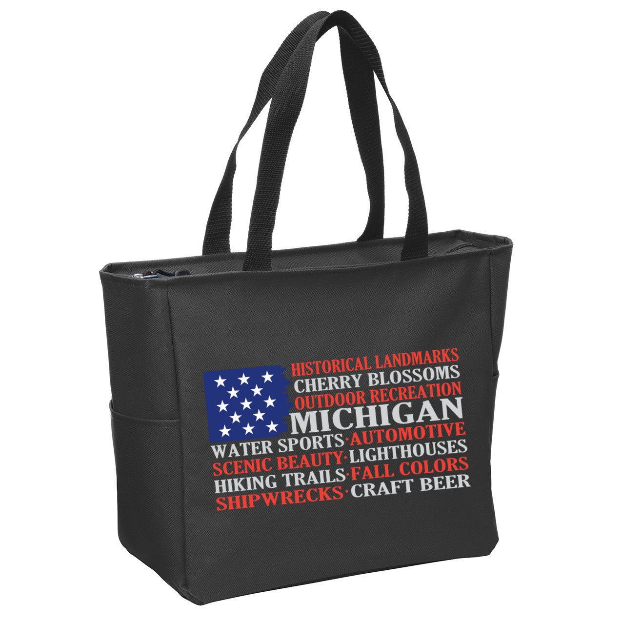 Michigan Characteristic Words Zip Tote Bag