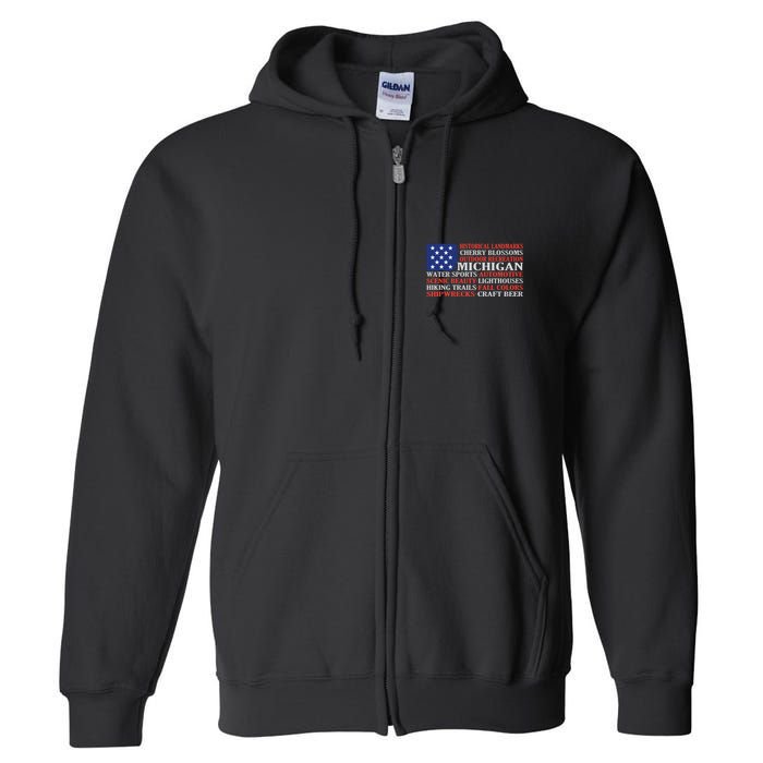 Michigan Characteristic Words Full Zip Hoodie