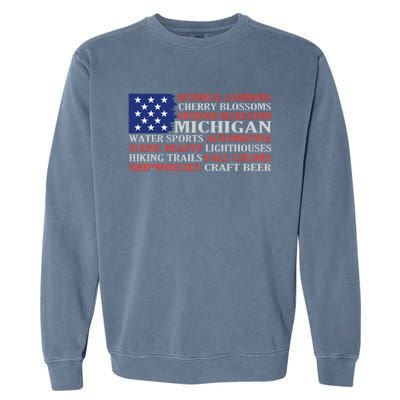 Michigan Characteristic Words Garment-Dyed Sweatshirt