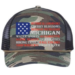 Michigan Characteristic Words Retro Rope Trucker Hat Cap