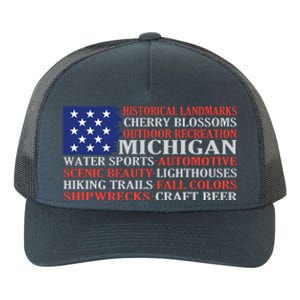 Michigan Characteristic Words Yupoong Adult 5-Panel Trucker Hat