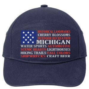 Michigan Characteristic Words 7-Panel Snapback Hat