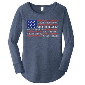 Michigan Characteristic Words Women's Perfect Tri Tunic Long Sleeve Shirt